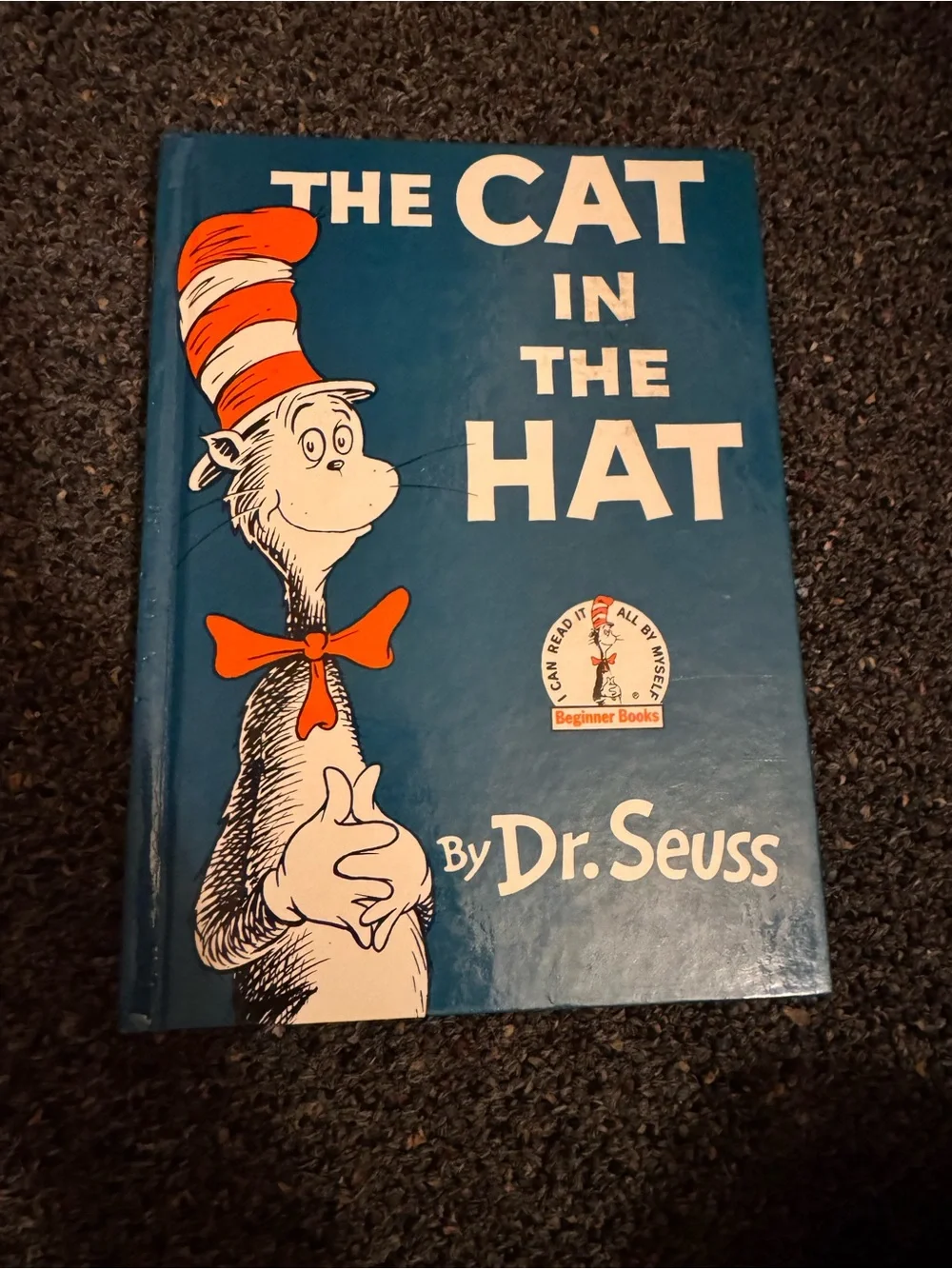 Dr. Seuss Blue Cover Hat Illustration with Red and White Accents